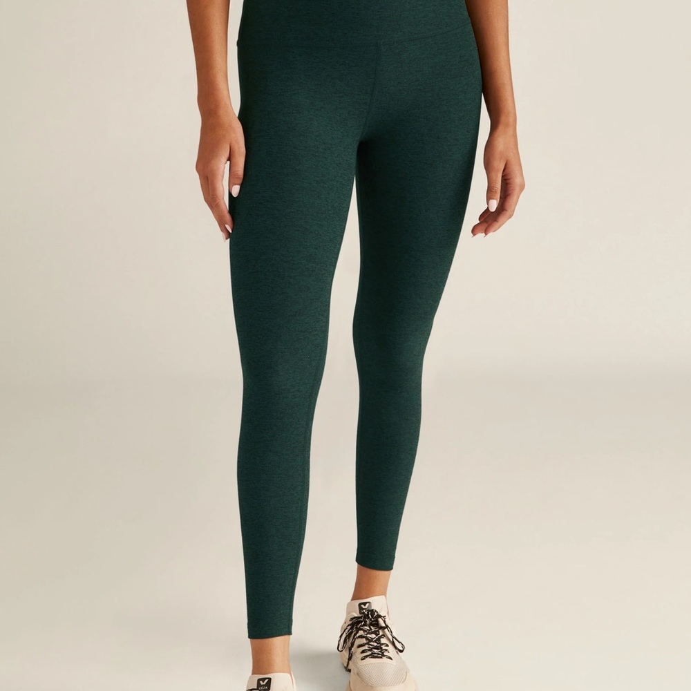 BEYOND YOGA Caught In The Midi Spacedye Leggings, dark green, Size Small